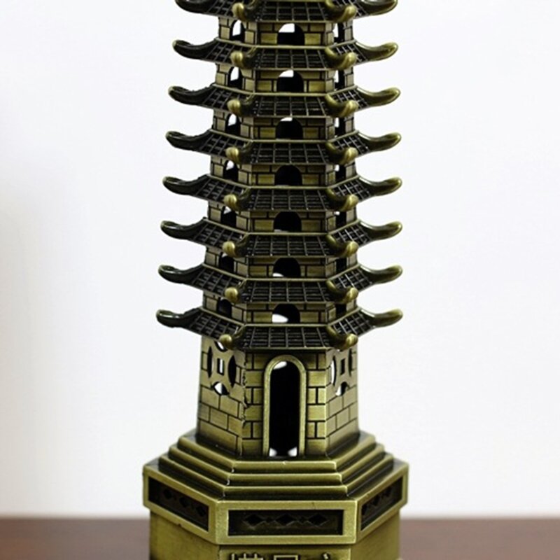 فنغ شوي سبيكة نموذج ثلاثية الأبعاد ، الصينية ونتشانغ معبد برج الحرف ، تمثال تذكارية ، ديكور المنزل ، الحرف اليدوية المعدنية ، 9 مستويات