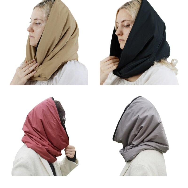قبعة منتفخة للنساء، قبعة حجاب، أغطية رأس دافئة، غطاء للأذن، شال شتوي مريح، واقي للرأس للأنشطة الخارجية
