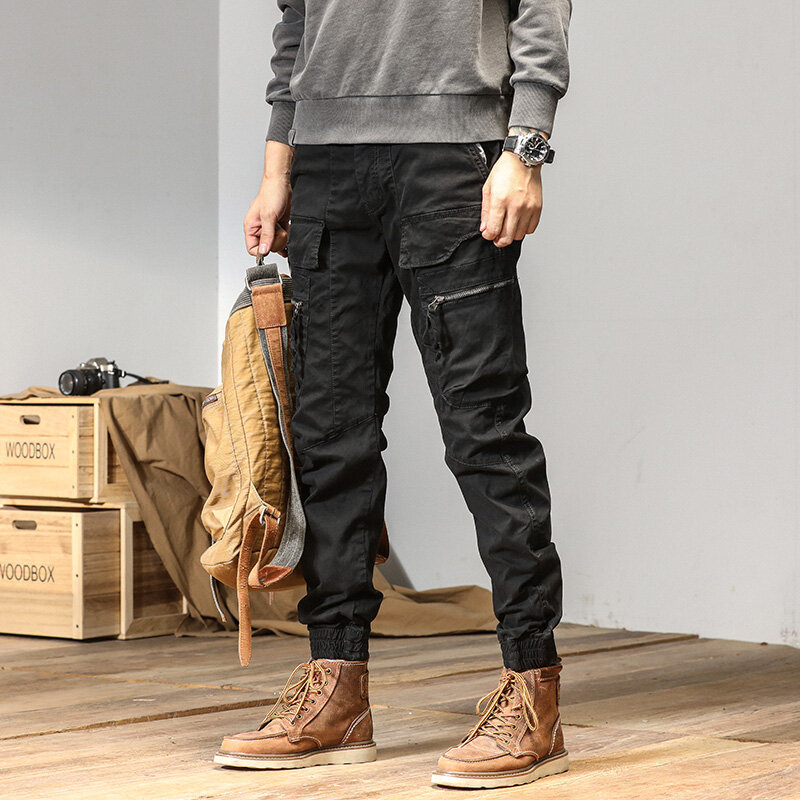 CAAYU Joggers البضائع السراويل الرجال عادية Y2k متعددة جيب الذكور بنطلون Sweatpants الشارع الشهير Techwear التكتيكية المسار رمادي السراويل الرجال