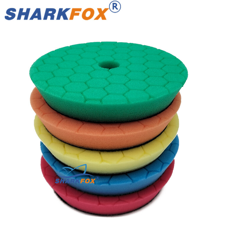 Sharkfox-قرص تلميع للسيارة ، وسادات التلميع ، ذاتية اللصق ، الصبح ، رغوة ألمانيا ، وسادة تلميع لـ DA ، RO ، 3 "، 5" ، 6"