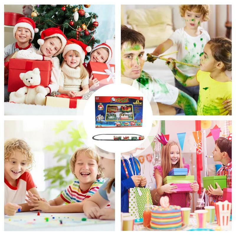 عيد الميلاد قطار كهربائي مجموعة للأطفال ، مسارات السكك الحديدية ، ألعاب تعليمية ، هدايا عيد الميلاد ، الطرف