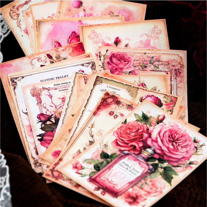 وسادة مذكرات من سلسلة Love & Rose ، ورقة رسائل عتيقة ، 4 عبوات لكل مجموعة