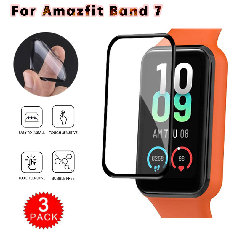 ثلاثية الأبعاد طبقة رقيقة واقية ل Huami Amazfit الفرقة 7 واقي للشاشة Amazifit Band7 غطاء كامل منحني الأفلام لا الزجاج المقسى