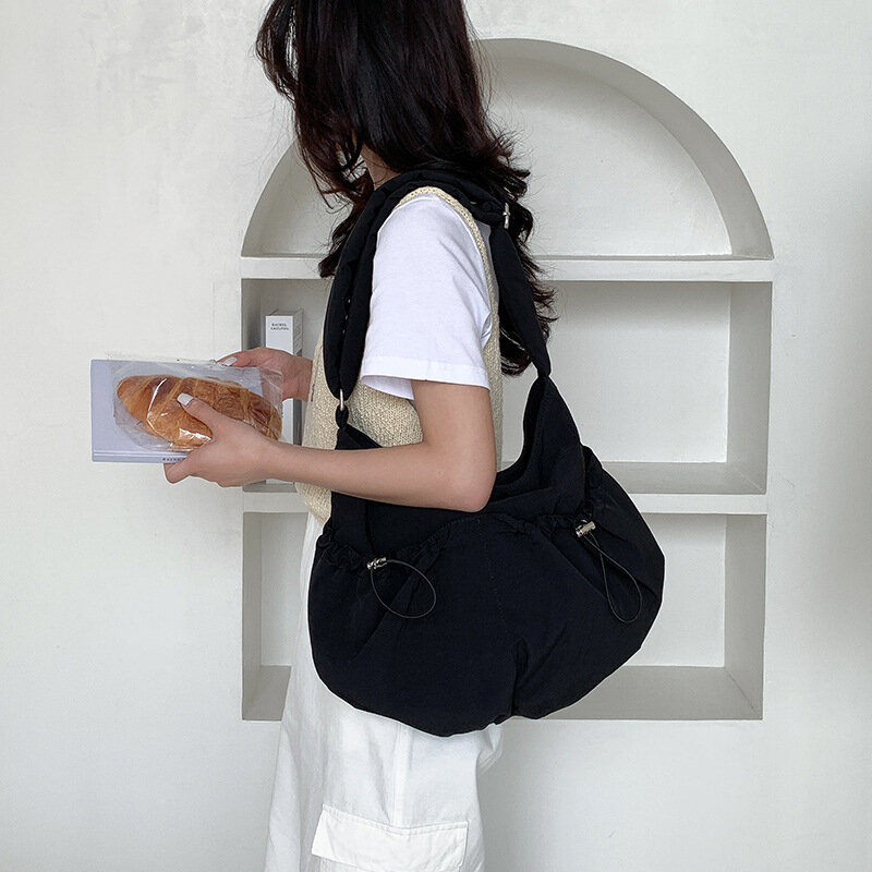 حقيبة نايلون متقاطعة مع الجسم للإناث ، سعة كبيرة ، حقيبة كتف مطوي ، حقيبة يد غير رسمية ، طلاب الجامعات ، الكورية
