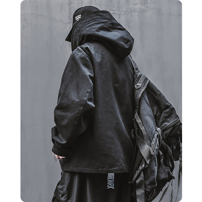 إيمو الرجال اليابانية Harajuku Alt البلوز المعتاد هوديي عباءة طويلة الهيب هوب القوطية أبلى الشارع الشهير Techwear معطف القمم الملابس