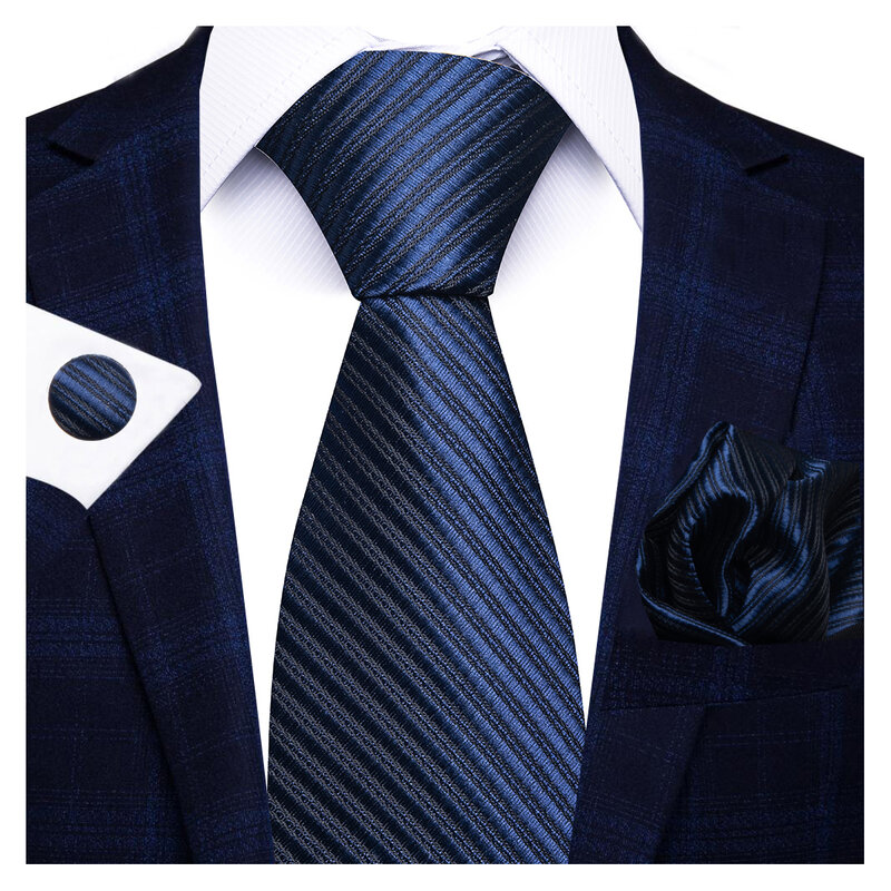 التعادل مجموعة العديد من الألوان عطلة هدية التعادل جيب Squares مجموعة أزرار أكمام ربطة العنق الرجال الأزرق الداكن نقطة اكسسوارات الزفاف