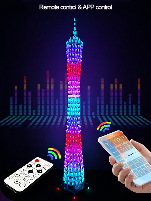 لتقوم بها بنفسك عدة لحام الإلكترونية 32 طبقة RGB ضوء مكعب برج كانتون متحكم بلوتوث الموسيقى APP التحكم