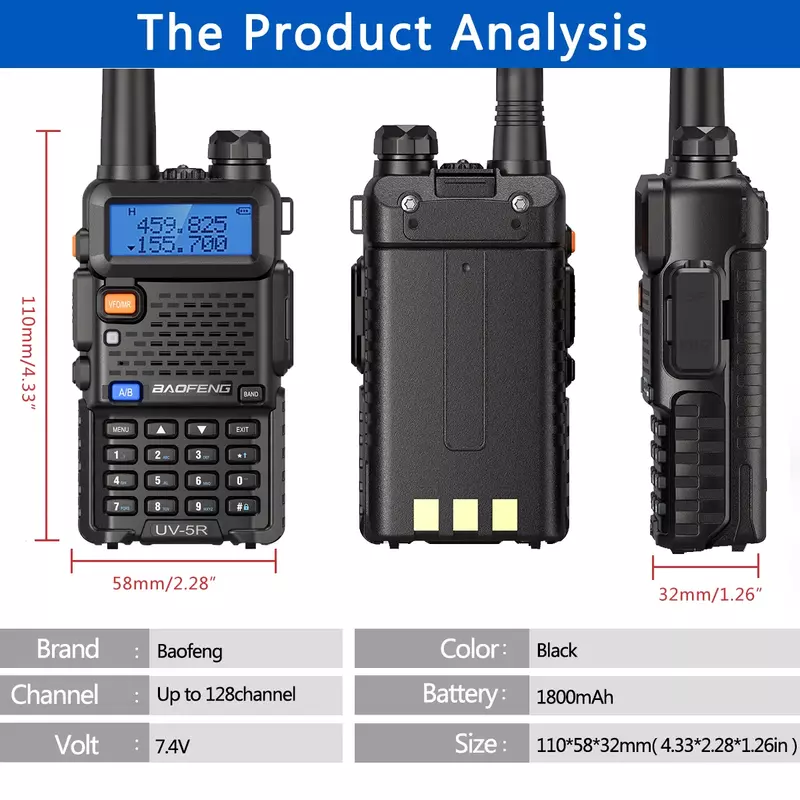 جهاز اتصال لاسلكي محمول من Baofeng يعمل بالأشعة تحت الصوتية 5R ، راديو Ham CB ، ثنائي النطاق ، VHF ، UHF ، جهاز إرسال واستقبال FM ، راديو ثنائي الاتجاه ، UV82 ، S9 ، K5 Plus ، 5W ، 8W ، 2 أمبير