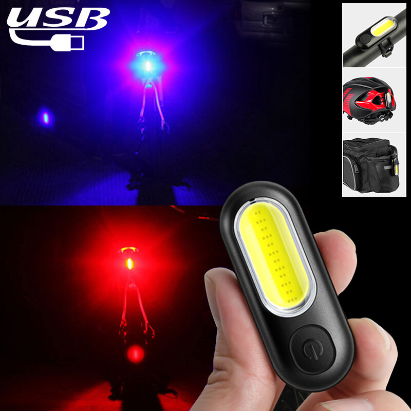 LED الأحمر الأزرق الشرطة الخفيفة مع كليب USB قابلة للشحن الكتف وامض تحذير الطوارئ تحذير السلامة COB الشعلة دراجة الذيل مصباح
