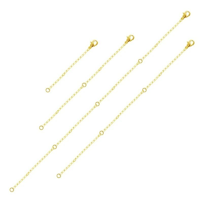 مجموعة موسعات سلسلة قابلة للتعديل مكونة من 4 قطع لصنع المجوهرات قلادة ذهبية/فضية وسوار تمديد سلاسل مجوهرات