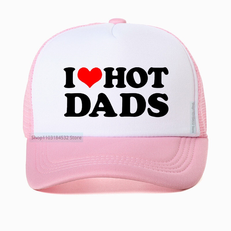 تنفس شبكة قبعات سائق الشاحنة ، مضحك الأحمر نمط طباعة أبي قبعة ، أنا أحب الآباء قبعة بيسبول ، عالية الجودة ، Harajuku