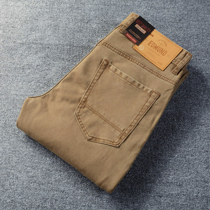 بنطلون جينز ضيق مناسب للرجال من الكاكي ، بنطال هيب هوب مرقع ، جيب بسحاب ، ملابس عصرية ، مصمم #3