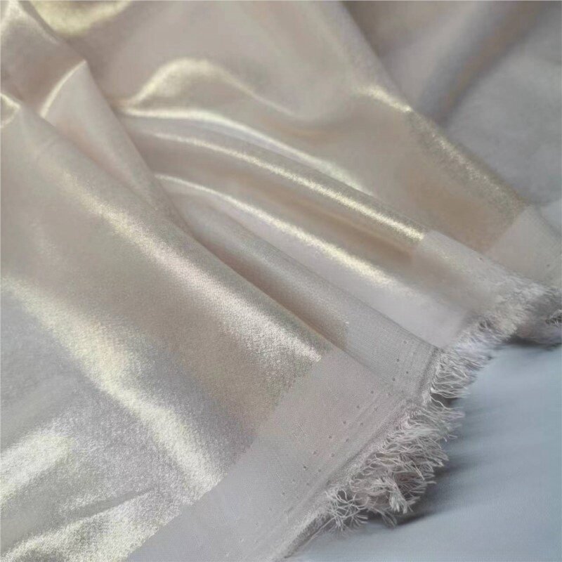 قماش برونزي شيفون ، خياطة يدوية ذاتية الصنع ، تنورة مزخرفة ، 100D