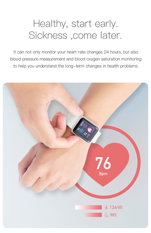ساعة ذكية للأطفال ساعة ذكية للبنات والأولاد والنساء رياضية مزودة بسوار لقياس ضغط الدم ومعدل ضربات القلب ساعات تناسب 8-18