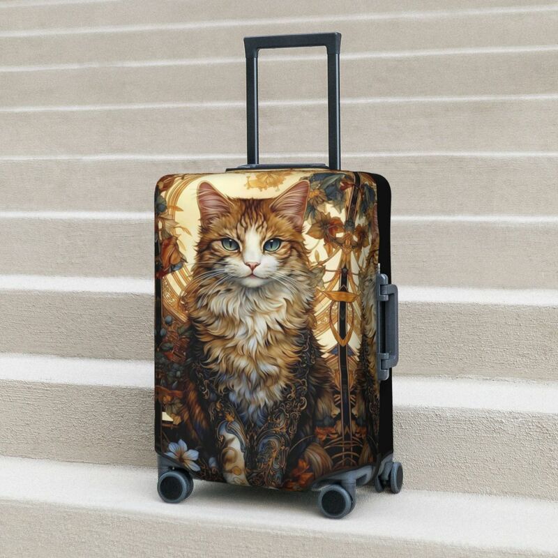 غطاء حقيبة القط الأنيق ، حقيبة الأمتعة ، الحيوانات والأزهار ، حماية السفر العملية ، العطلة