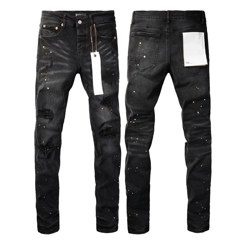 جينز أسود بثقب لطلاء الشوارع الأمريكية ، موضة جديدة تمامًا ، جودة عالية ، صيحات الموضة