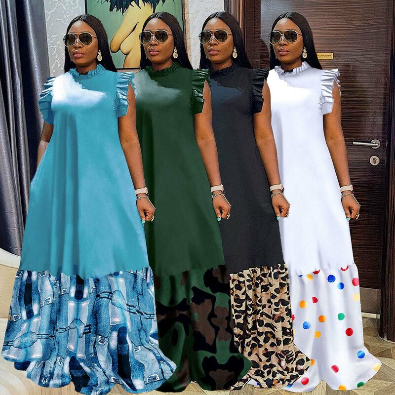 الأفريقية التمويه طباعة فستان ماكسي للنساء ، المرقعة الجلباب ، أفريقيا الملابس ، موضة جديدة ، الصيف الشارع الشهير