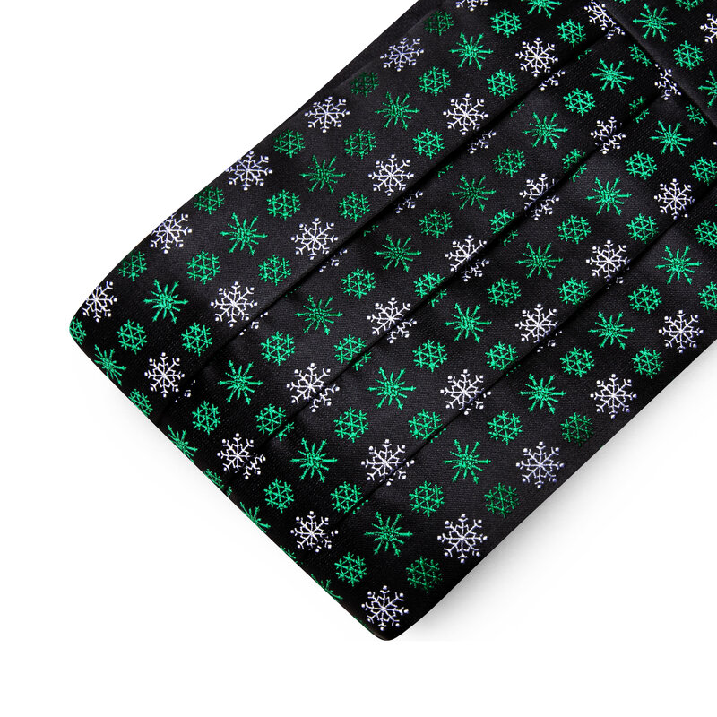 كمربند حرير أخضر للرجال ، ربطة عنق من الجاكارد رائعة ، أطقم أزرار أكمام مربعة للجيب ، هدايا مصممة لحفلات الكريسماس ، باري وانغ 1057