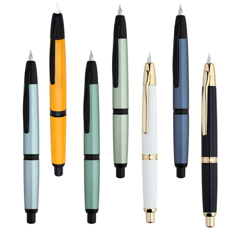 Majohn A1 Press Fountain pen 2024 Baking paint new color calligraphy practice writing ink pen F nib black\golden clip stationery