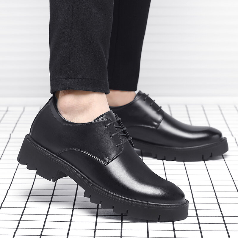 جديد الرجال منصة عالية الكعب 4/7/9 سم ارتفاع النمو الرسمي الرجال ديربي جلد طبيعي الأعمال حذاء رجل أكسفورد مصعد اللباس أحذية