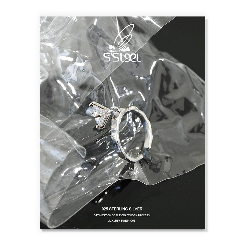 S'STEEL-خاتم نسائي من الزركونيا ، 925 فضة استرلينية ، تصميم كوري فاخر بسيط ، مجوهرات