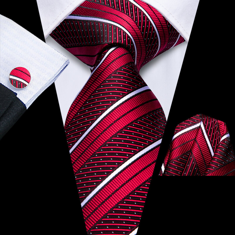 ربطة عنق عالية التصميم ربطة عنق بيضاء مخططة للرجال ، علامة تجارية عصرية ، ربطة عنق لحفلات الزفاف ، أزرار أكمام يدوية ، أعمال ، بيع بالجملة