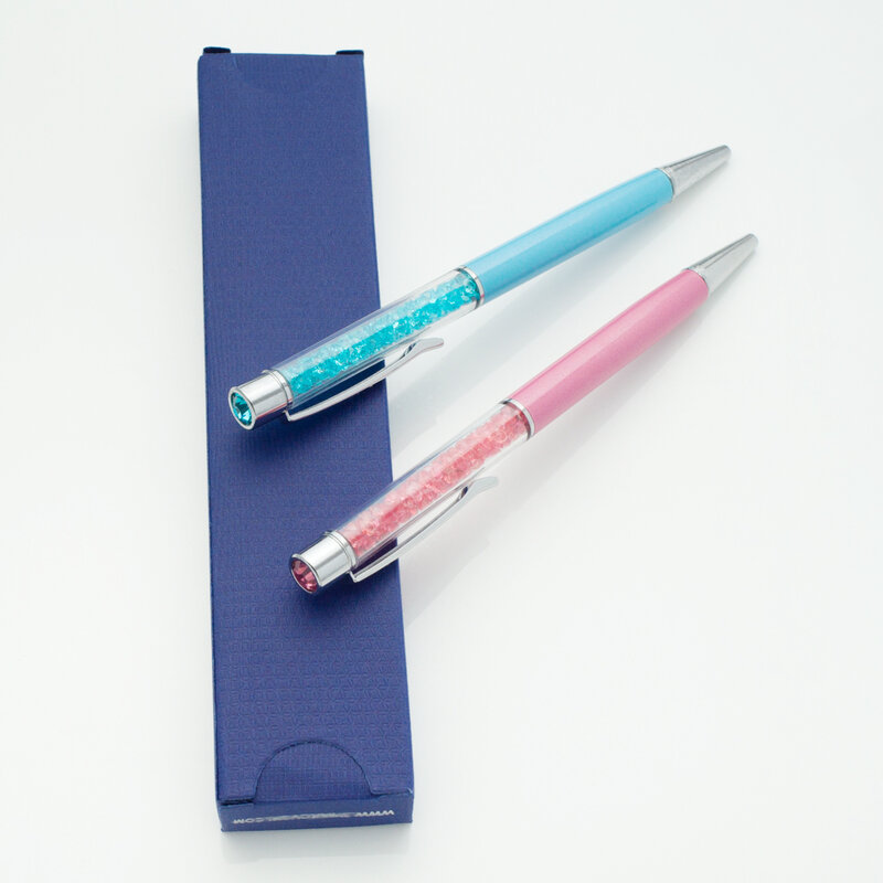 أقلام حبر جاف الماس الفاخرة الكريستال القلم مع عنصر علبة هدية التجزئة مكتب اللوازم المدرسية