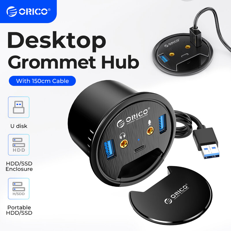 ORICO سطح المكتب جروميت USB 3.0 HUB مع سماعة ميكروفون ميناء نوع C قارئ بطاقات OTG محول الخائن ل ملحقات للكمبيوتر المحمول