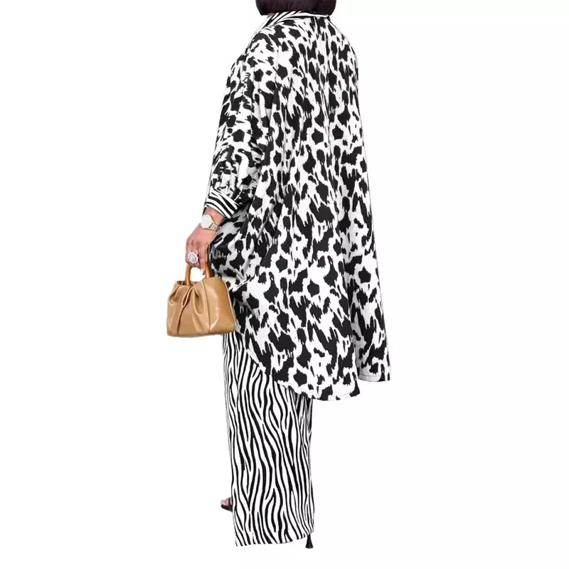 بدلة من قطعتين للنساء ، بنطلون داشيكي مع معطف طويل ، موضة أفريقية جديدة ، 6 أحجام