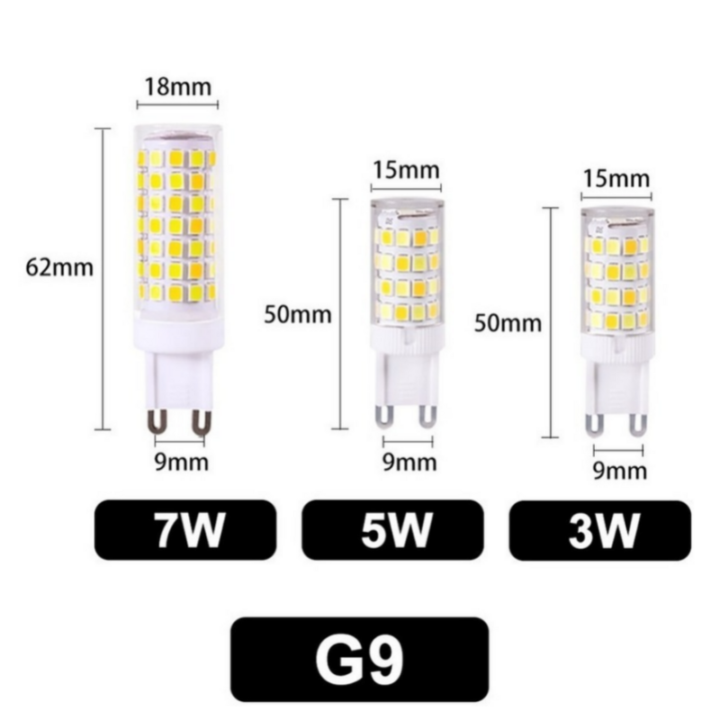 ألمع G9 LED مصباح AC220V 3 واط 5 واط 7 واط السيراميك SMD2835 LED لمبة دافئ/كول الأبيض الأضواء استبدال الهالوجين ضوء الشحنة