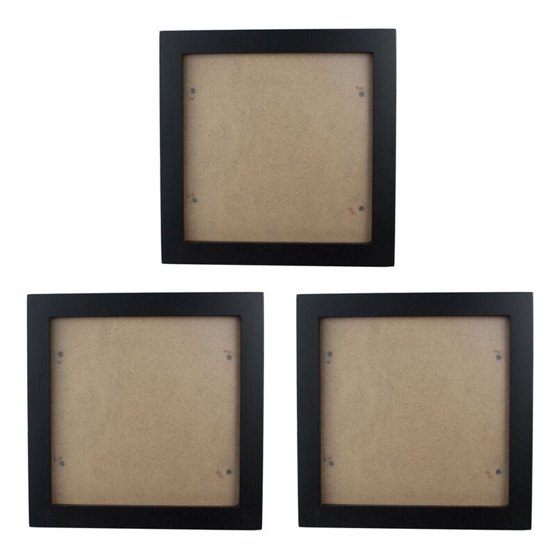 مربع سميكة خشب الصنوبر إطار الصورة ، صورة الجدار ، أسود ، 6 "، 3X ، والترويج