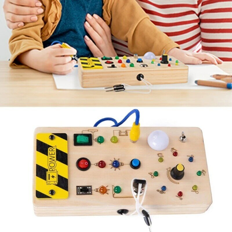 لوحات مشغولة متعددة الاستخدام لعبة لوحة مونتيسوري LED لعبة طفل كهربائي PuzzleBoard دروبشيب