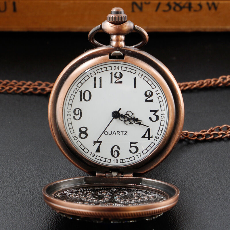 ساعة جيب كوارتز من الذهب الوردي للنساء ، سلسلة أرقام عربية ، قلادة عتيقة ، قلادة فاخرة ، أفضل الهدايا