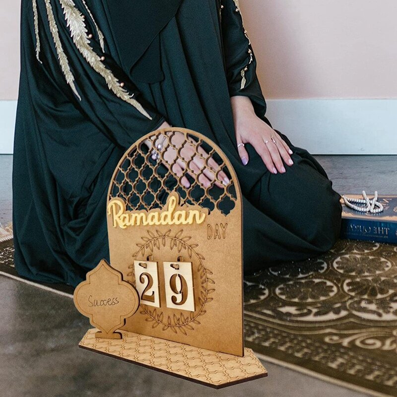 ديكورات خشبية لتقويم رمضان ، تقويم العد التنازلي ، عيد مبارك ، زخرفة حفل رمضان ، 30 يومًا