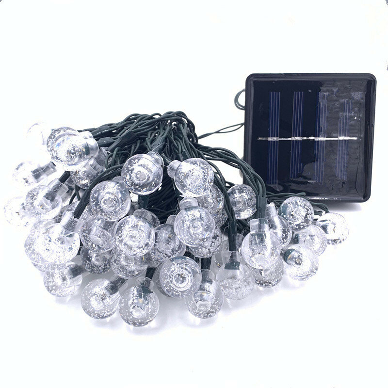 كريستال الكرة LED سلسلة أضواء ، مصباح للطاقة الشمسية ، مقاوم للماء ، الجنية جارلاند لحديقة في الهواء الطلق ، عيد الميلاد والديكور الزفاف ، 2 قطعة ، 5 متر ، 10 متر
