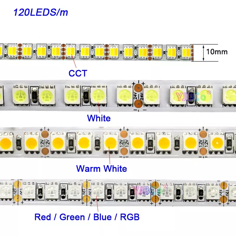 شريط إضاءة ليد مرن ، 12 فولت تيار مستمر ، LEDs لكل متر ، 5 متر أبيض ، دافئ ، أبيض ، أحمر ، أخضر ، أزرق ، RGB ، CCT ، شريط ، 60 مصباح لكل متر ، ‫ SMD ، قضيب مصباح ، IP30 ، NP