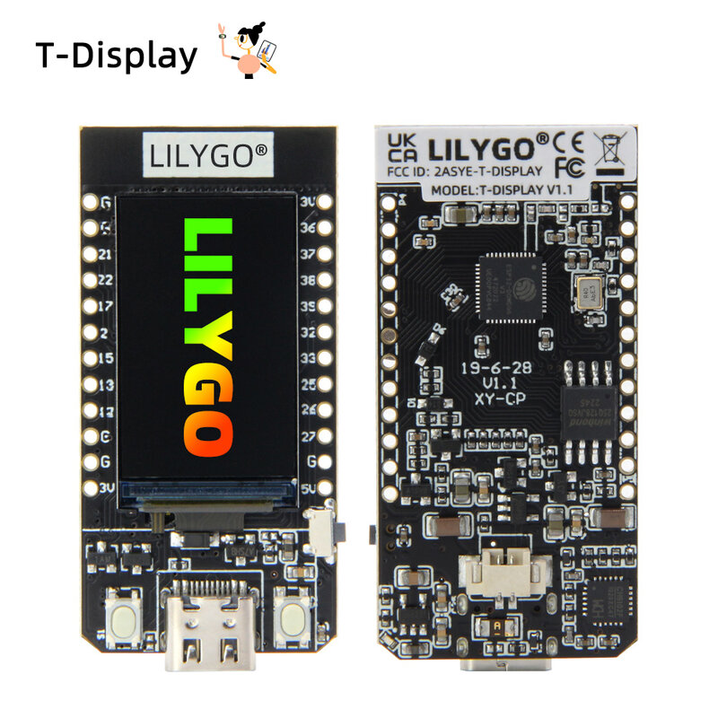 LILYGO® T-Display ESP32 لوحة تطوير ، شاشة LCD 1.14 بوصة ، وحدة بلوتوث لاسلكية WiFi ، فلاش 4/16MB ، متوافقة مع Arduino