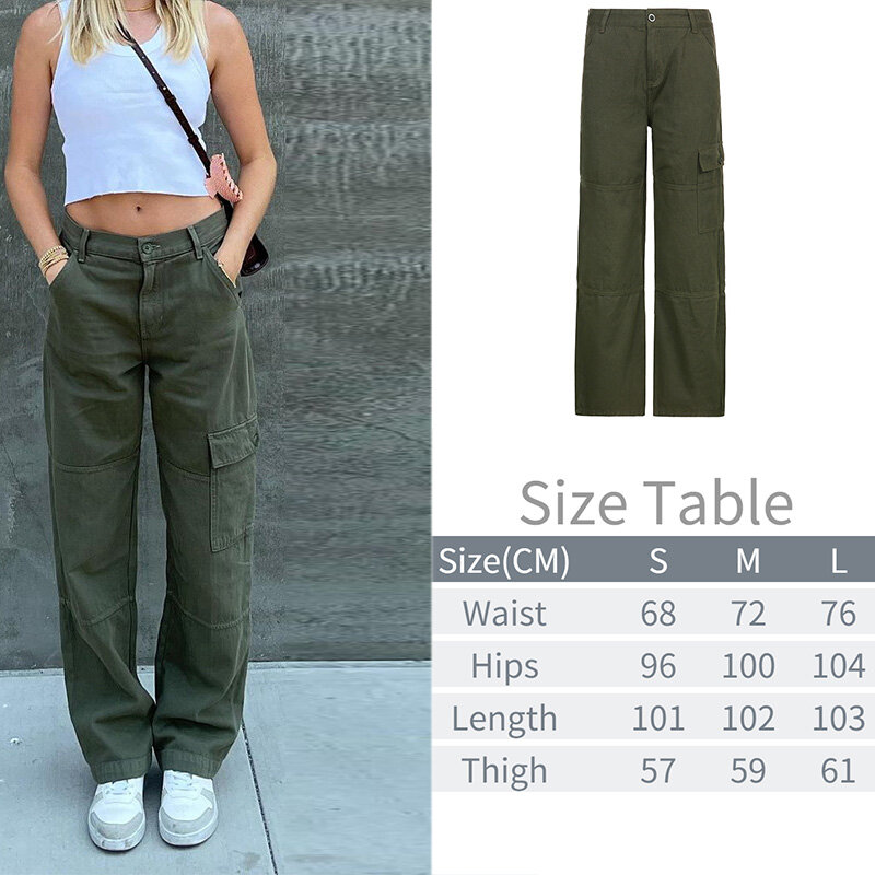Y2K جيوب السراويل البضائع للنساء مستقيم السراويل كبيرة الحجم هاراجوكو خمر 90S الجمالية منخفضة الخصر بنطلون واسع الساق فضفاض الجينز