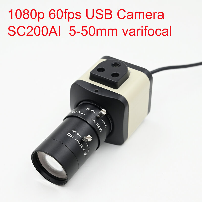 كاميرا USB مع عدسة CS فاريفوكال ، 1080P ، 60fps ، 5-50 مللي متر ، 2.8-12 مللي متر ، 1920x1080 HD كاميرا ويب ، SC200AI ، UVC متوافقة ، التوصيل والتشغيل