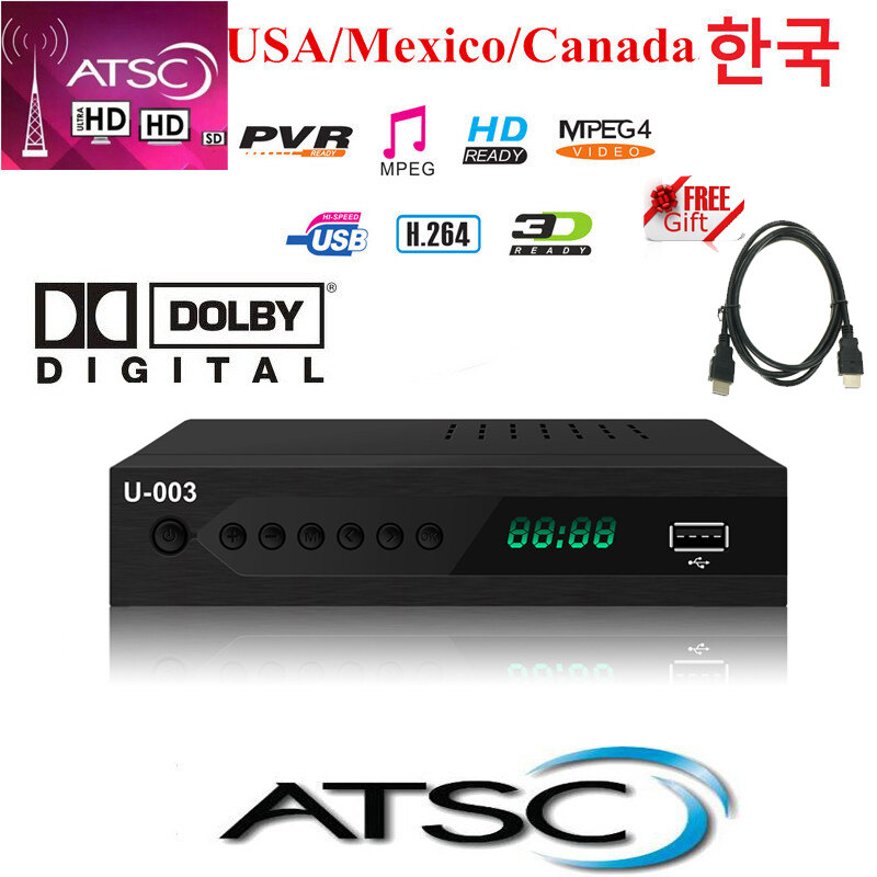 HD موالف استقبال رقمي لكوريا ، QAM TV ، ATSC محول صندوق ، كوريا اللغة الأرضية ، الولايات المتحدة الأمريكية كندا المكسيك ATSC-T