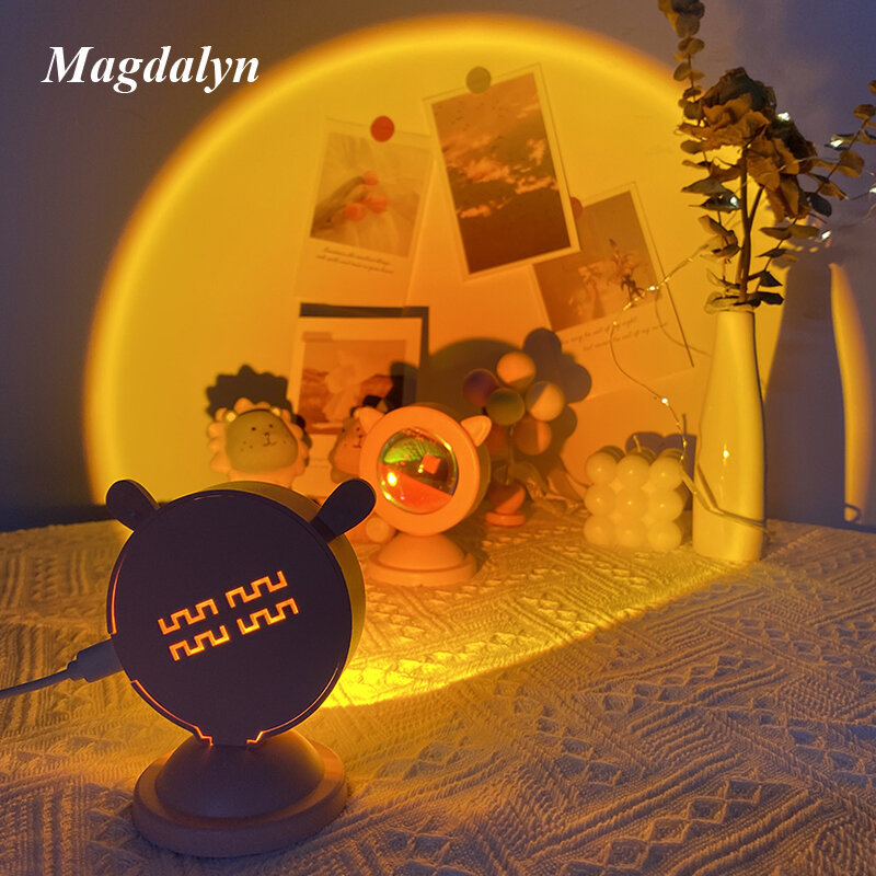 Magdalyn غروب الشمس مصابيح كشاف USB صغير DIY بها بنفسك ديكور غرفة نوم الجمال لايف التصوير خلفية Led قوس قزح جو ضوء الليل