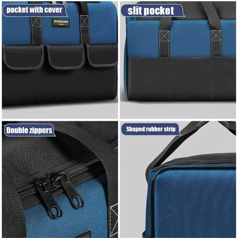 حقيبة أدوات مربعة بسعة أكبر 30% ، جيوب متعددة مضادة للماء ، منظم أدوات ، حقيبة للكهربائي ، جديد