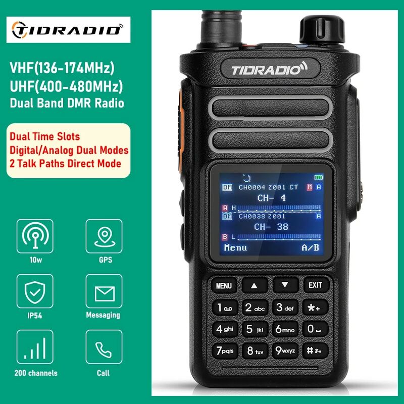 جهاز اتصال لاسلكي تيدراديو رقمي ، محطات راديو ، هواة محترفين ، راديو ثنائي الاتجاه ، VHF ، UHF ، GPS ، 10W ، TD ، DP738 ، DMR