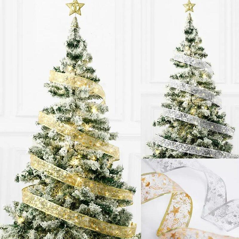 أقواس دانتيل شريط عيد الميلاد ، سلاسل أضواء عيد الميلاد ، زينة شجرة عيد الميلاد ، ديكور المنزل ، ديكور العام الجديد ، 5 أمتار