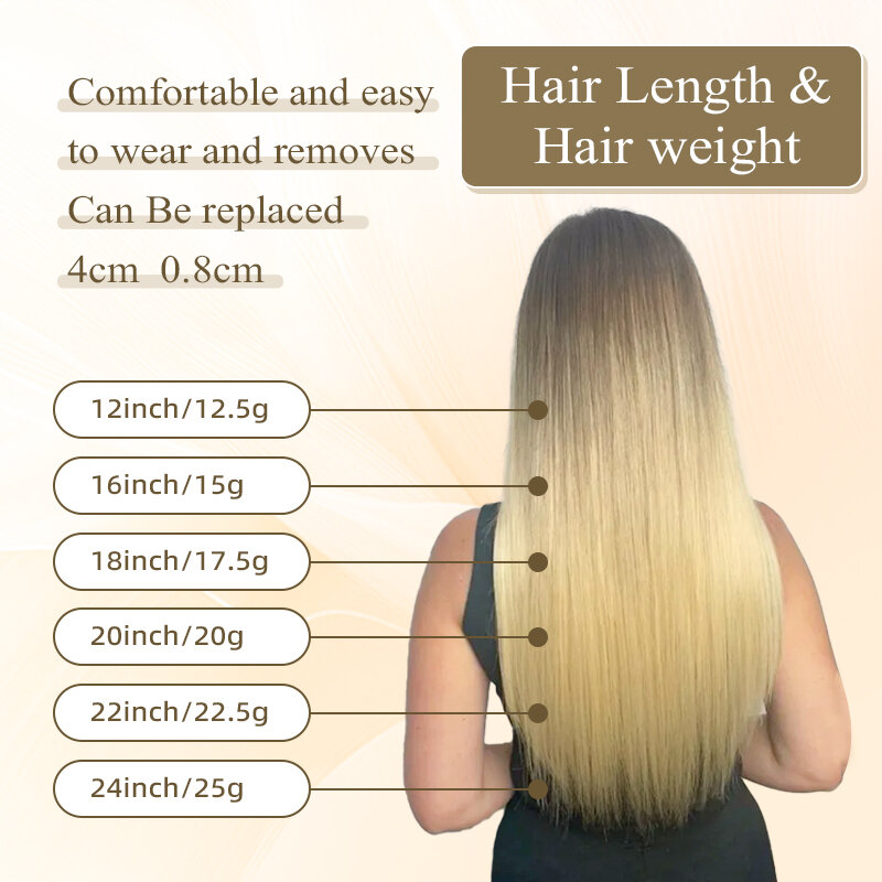 وصلات شعر Neitsi غير مرئية وصلات شعر طبيعي لاصقة شعر طبيعي مستقيم 12 "-24" شعر غير ريمي غير ملحوم