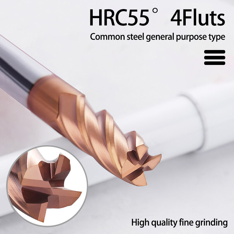HRC55 كربيد نهاية مطحنة 1 2 4 5 6 8 10 12 مللي متر 4Flutes قاطعة المطحنة قطع الحديد القاطع CNC ماتشينج CNC EndMill قاطعة المطحنة