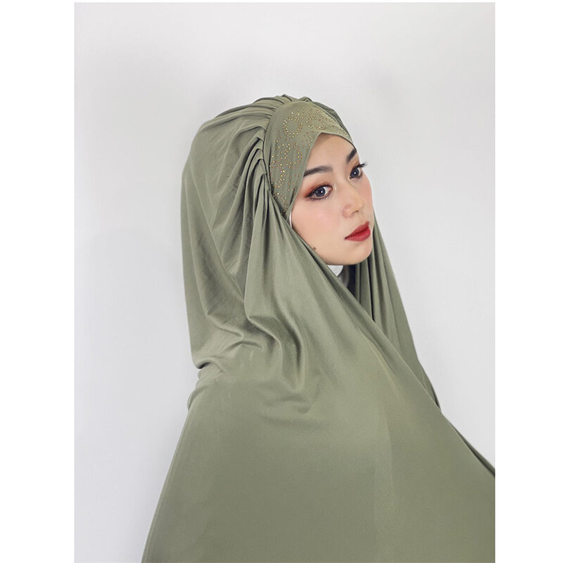 مسلم أحادي اللون الحجاب للنساء ، ضمادة وشاح ، جيرسي العرقية ، التفاف الرأس ، فولارد عمامة ، عالية الجودة ، الماس جيرسي