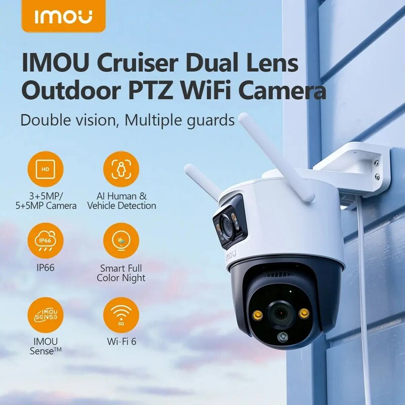 IMOU-كاميرا مراقبة خارجية ، عدسة مزدوجة كروزر ، كاميرا IP أمن الوطن ، AI الكشف عن الإنسان والمركبات ، ثنائي 8 10MP