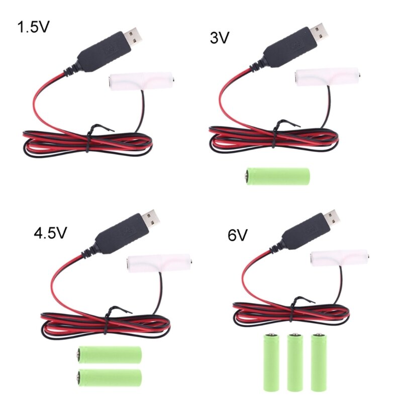 عالمي نوع-C/USB إلى 1.5-6 فولت AA الدمية بطارية كابل الطاقة مع C-كتبته محول ل راديو LED ضوء لعبة التحكم عن بعد
