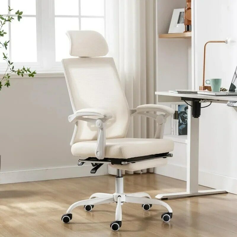 كرسي مكتب مريح شبكي مع مسند للقدمين ، مكتب قابل للتعديل مع مسند رأس ومسند ظهر ، منزل ، 90-